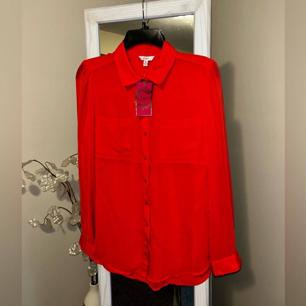 NWT Candie's Red Button-Down Shirt